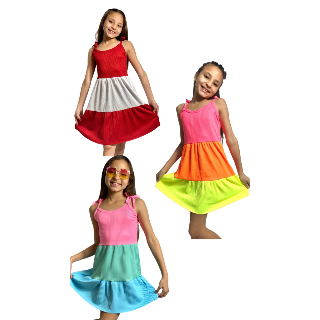 Kit 3 Vestidos Infantil 3 Marias Moda Menina Verão Presente Natal E Ano Novo