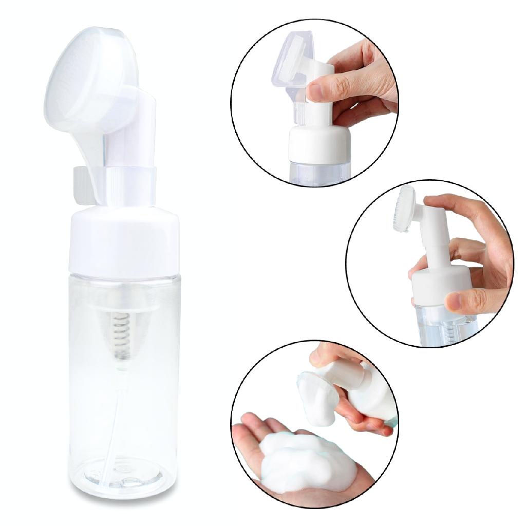 Frasco Pump com Escovinha de Silicone para Skin Care 120 ml Limpeza de Pele Cuidados com a Pele Rost