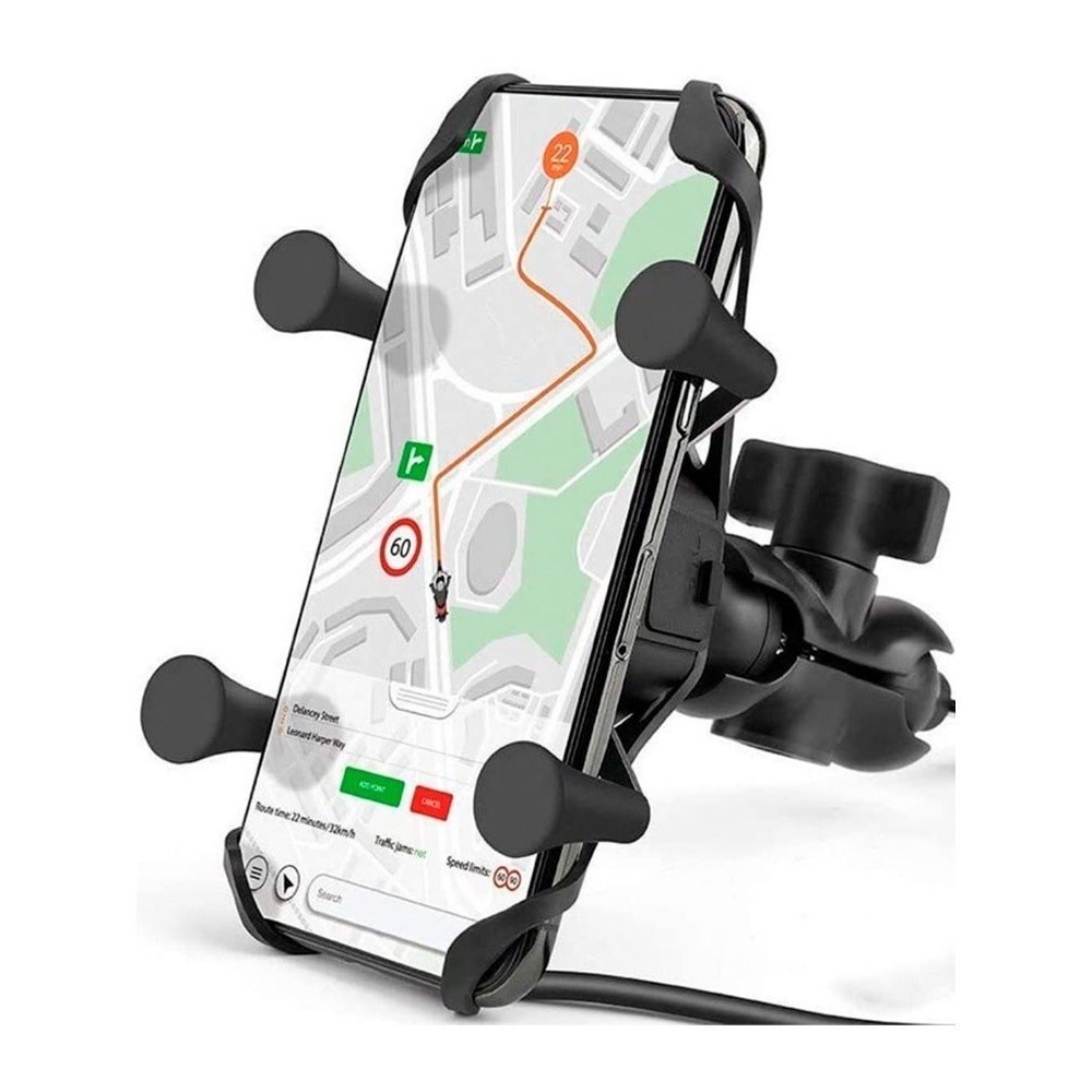 Suporte Garra X Para Celular Moto Universal Com Carregador Usb