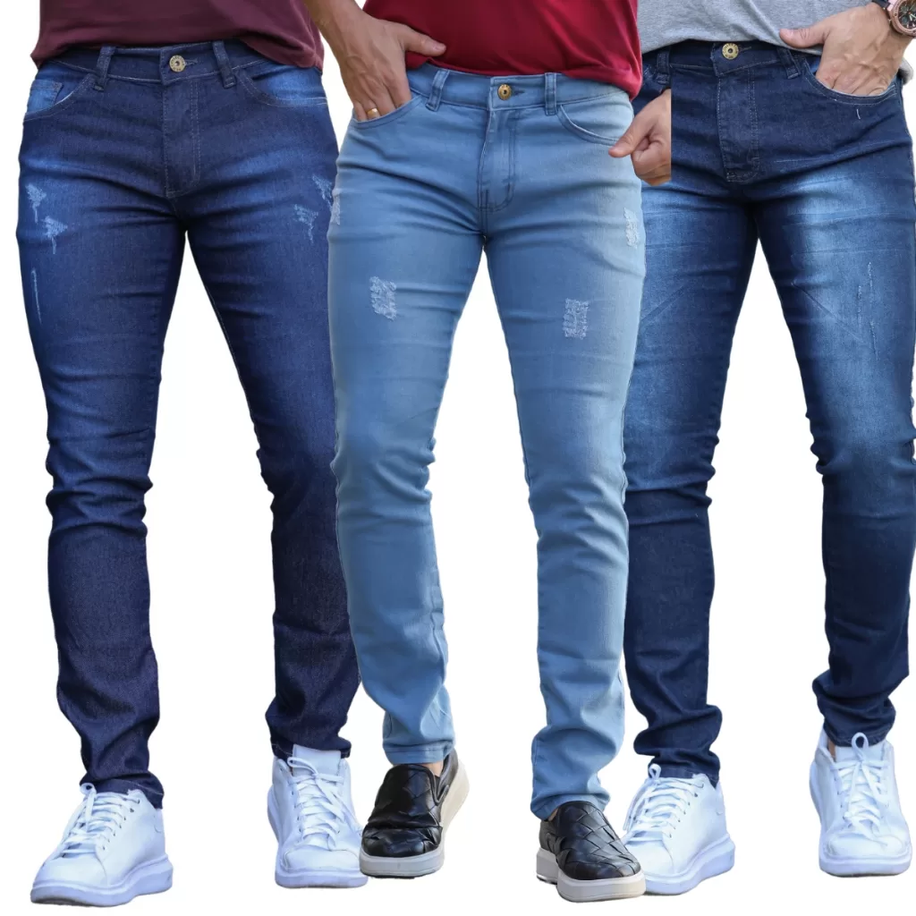 Kit 2 Calças Jeans Skinny Masculina Com Lycra Estica Muito Direto da Fabrica