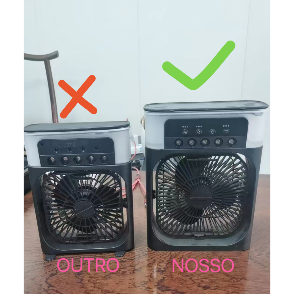 Ventilador Refrigerador De Ar Condicionado Umidificador Portátil Com Led Reservatório De Água TIPO C