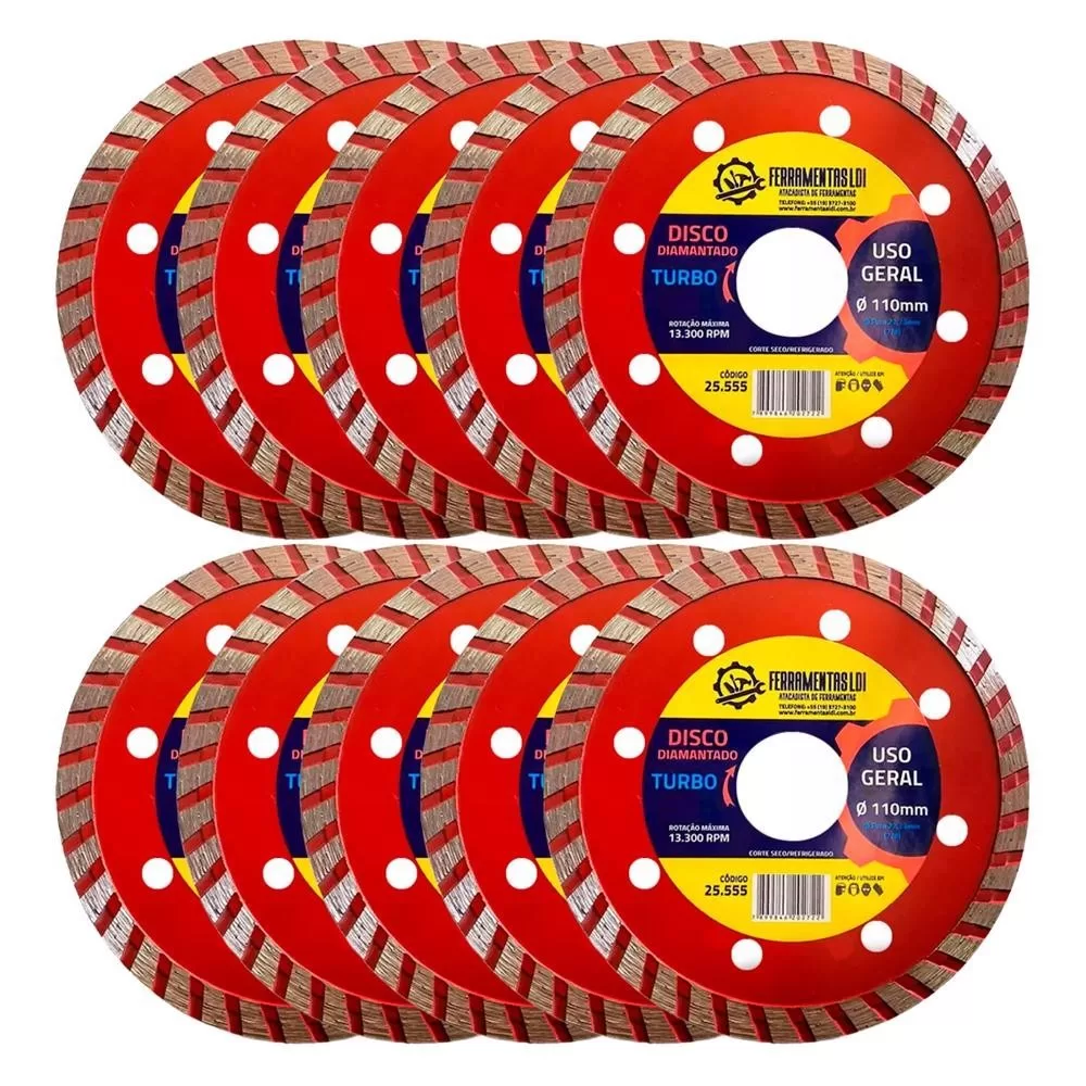 Kit 10 Discos De Corte Diamantado 4.1/2 Turbo Profissional Ferramentas LDI