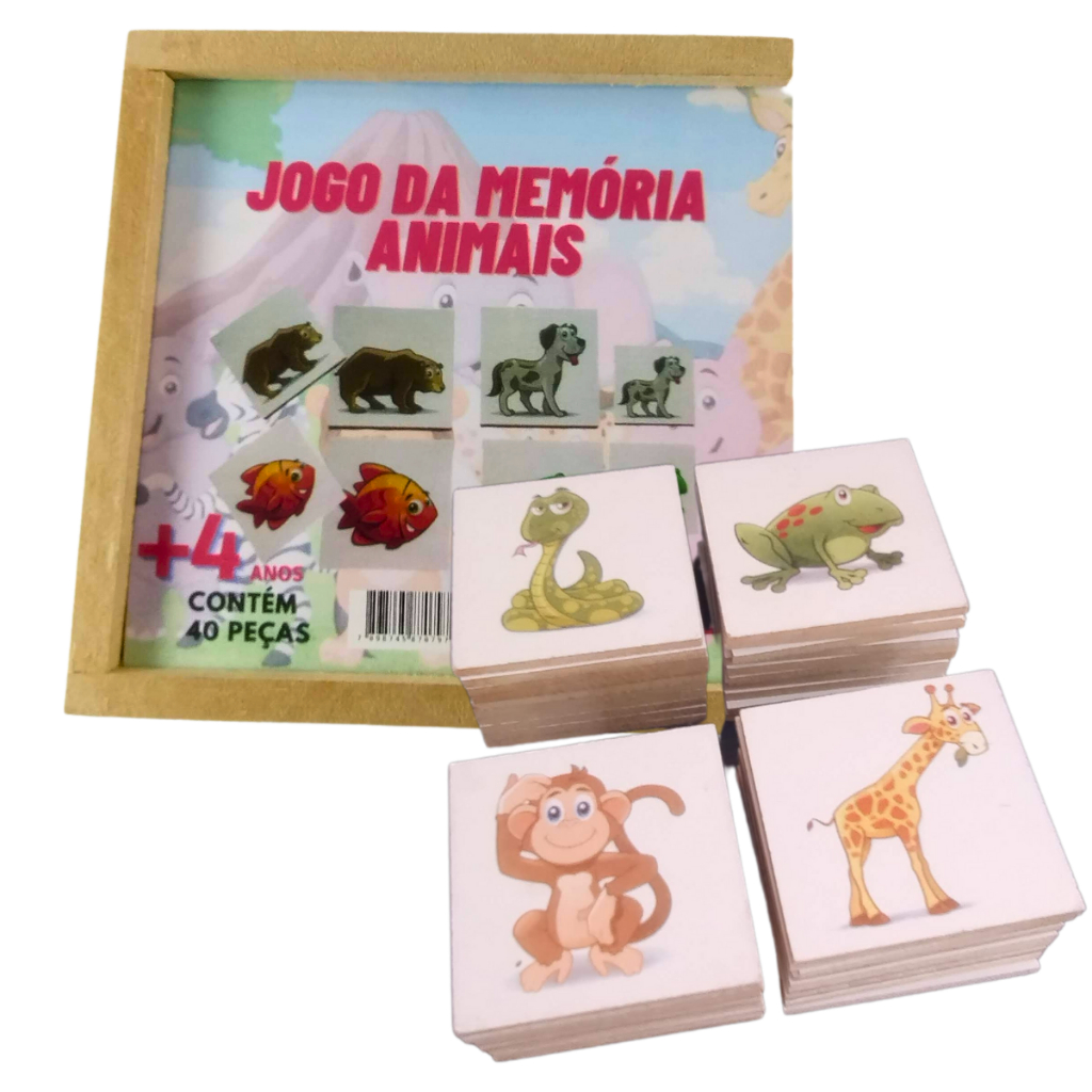 Memória Animais Jogo Com 40 Peças Brinquedos De Menina De Menino Alfabetização Educativo Pedagógico