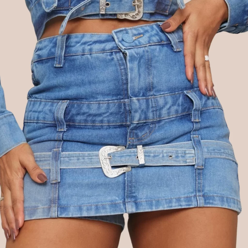 Short Saia Feminino Barra Feita Cintura Alta Detalhes Com Cinto
