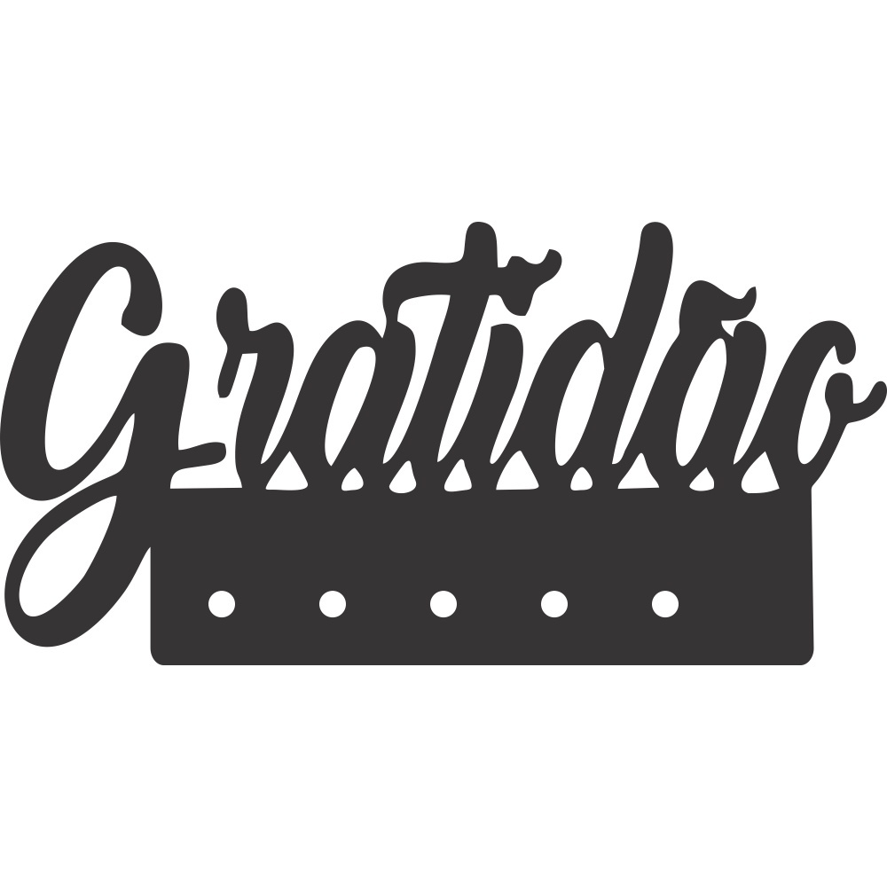 Porta Chaves Gratidão em Mdf Vazado de 3mm Preto Fosco