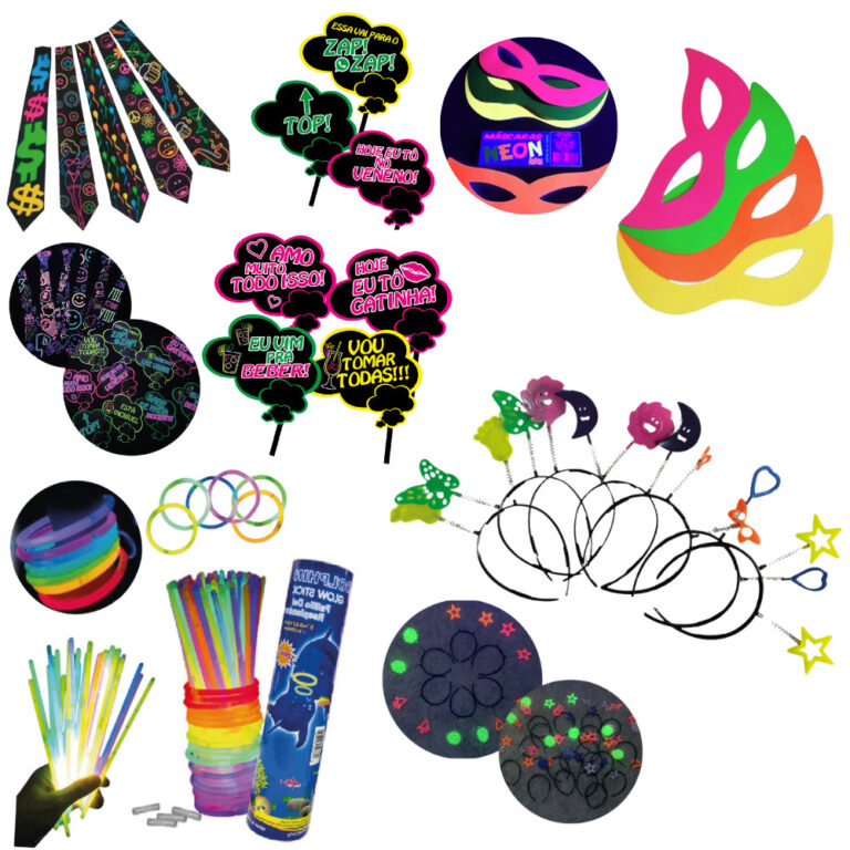kit balada festa neon 150 pçs pulseira neon, tiar