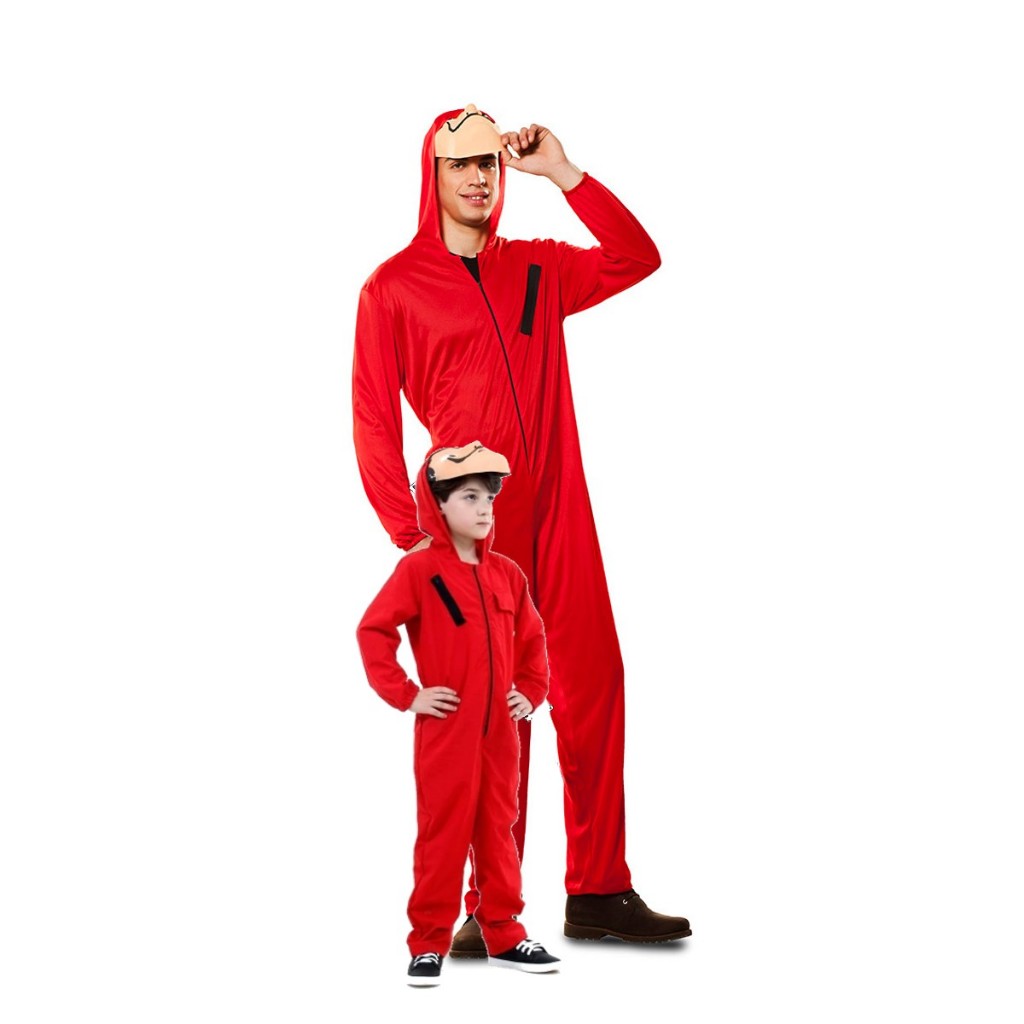 Fantasia Macacão Vermelho La Casa de Papel Máscara Plástico Metralhadora Infantil Adulto Cosplay