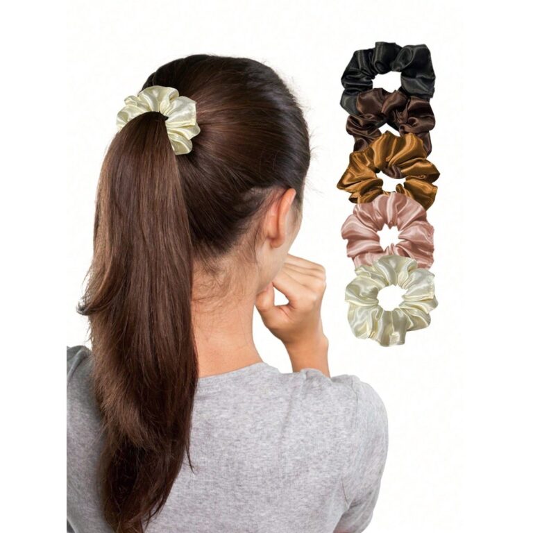 Scrunchie Cetim de Kit 5 Elástico Xuxinha de Cabe