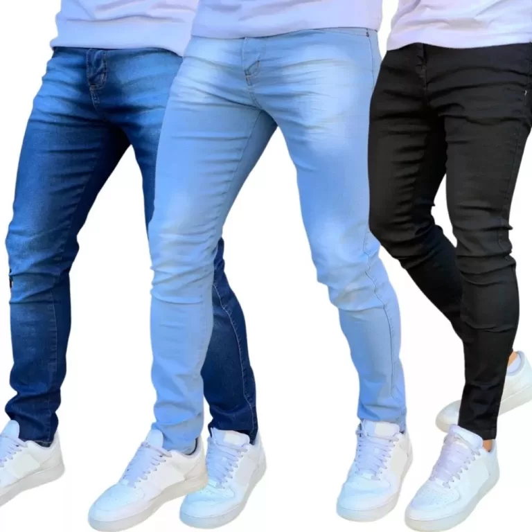kit 3 calça jeans masculina estica muito direto d