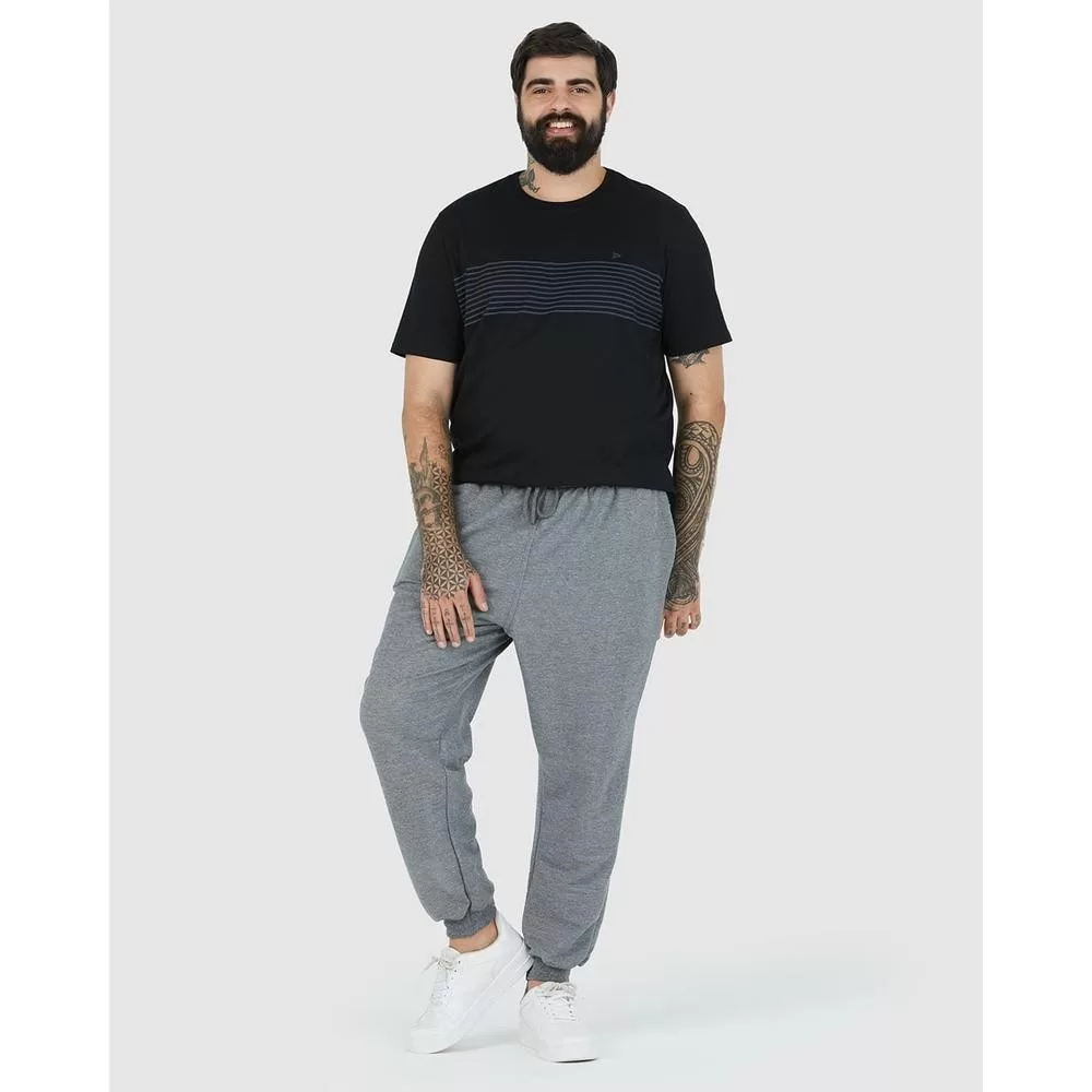 Calça Básica Masculina Plus Size Jogger Em Moletom