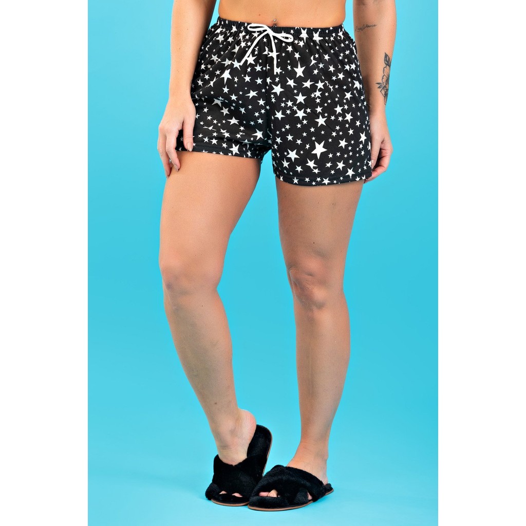 Shorts De Pijama Feminino Estrelas Verão Confortável