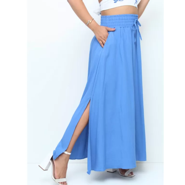 Saia longa viscolinho Com Fenda Nos Laterais Com B