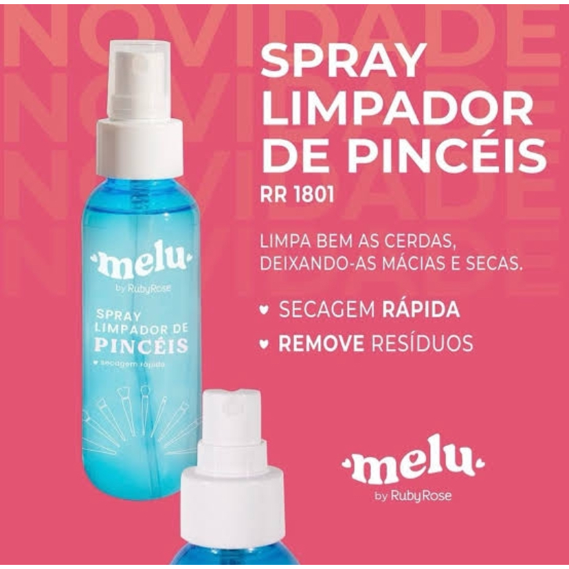 Limpador De Pincéis Em Spray Secagem Rápida Melu by Ruby Rose 100ml – RR1801