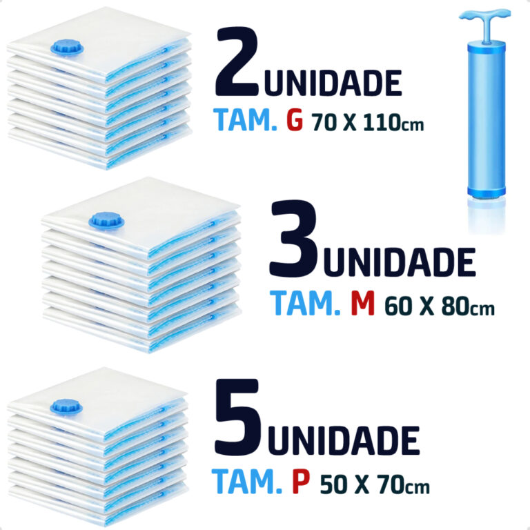 Pack 10 Saco Vacuo Viagem Vac Bag Organizador incl