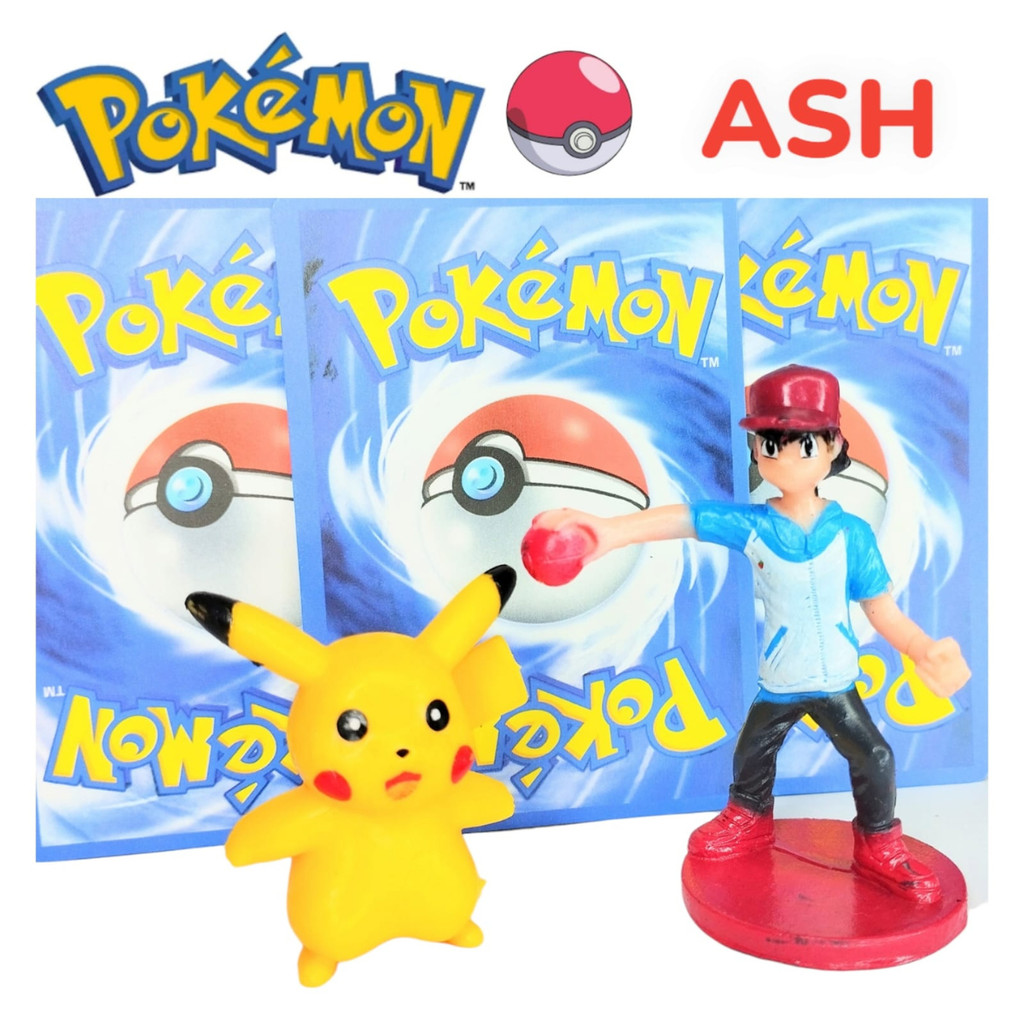 Pokemon + Treinador Ash com 10 Cartas Pokebola Cards Game brinquedo infantil