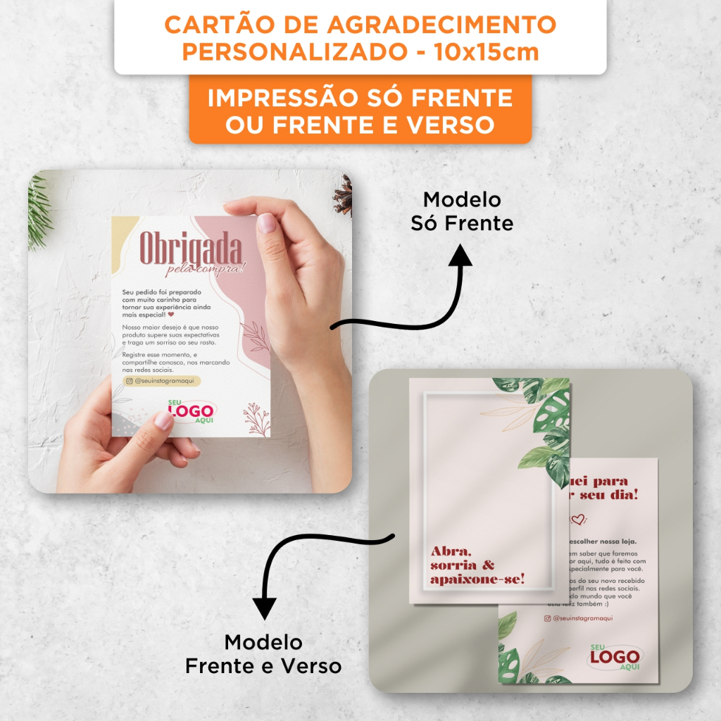 Cartão de Agradecimento Personalizado com Seu Logo – 10x15cm
