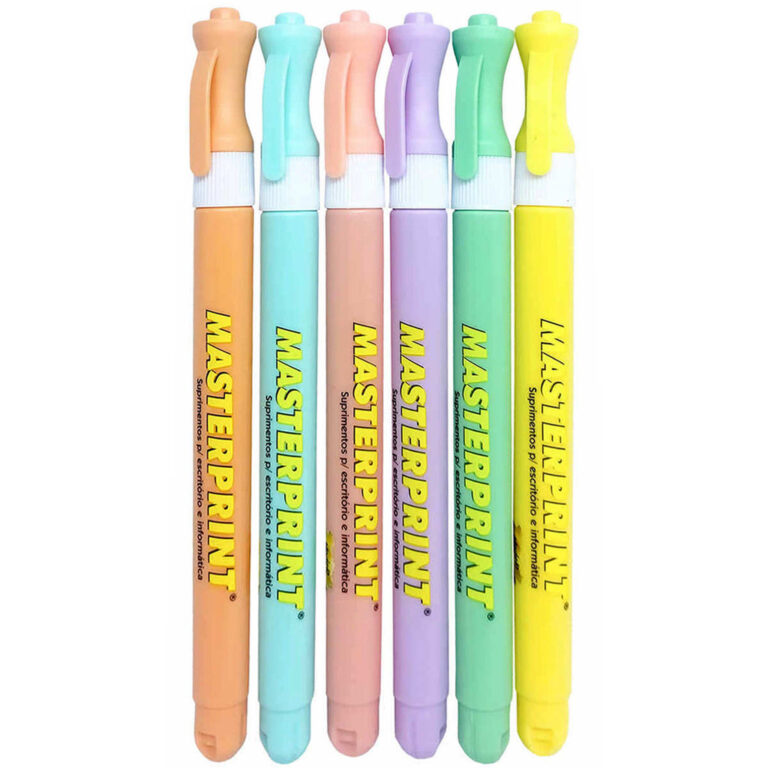 Caneta Marca Texto Tom Pastel Slim com 6 Cores Pon
