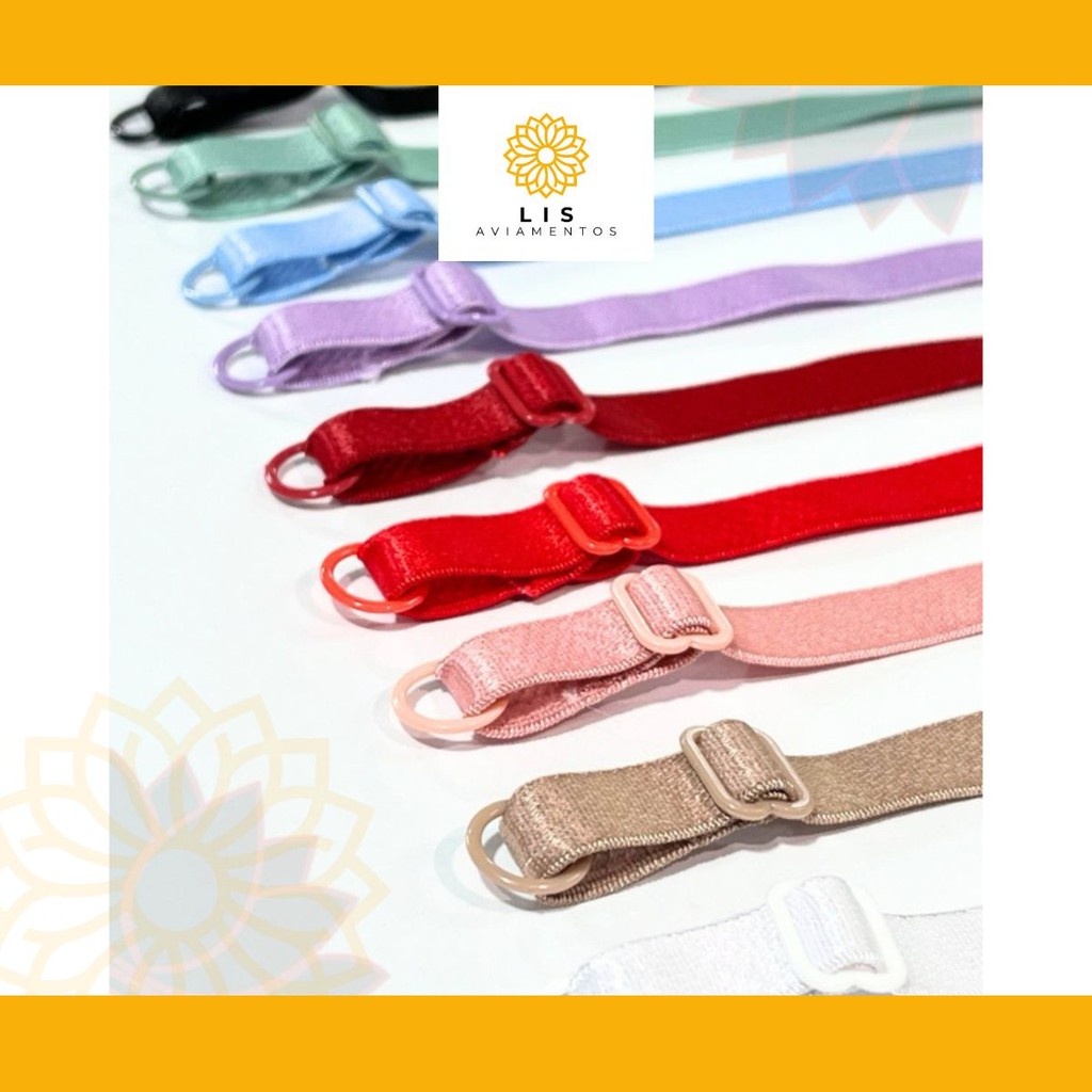 5 pares de alça pronta para sutiã (Alta Qualidade) (9,5 mmX 35 cm) para produção de moda íntima