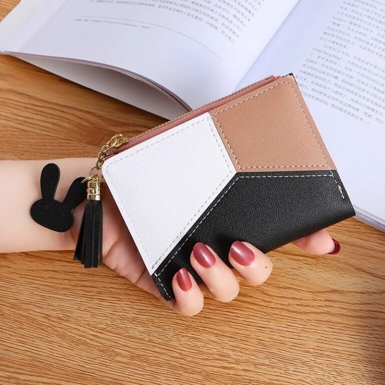 Carteira Feminina 3 Cores Geométrica Coreana Pequ