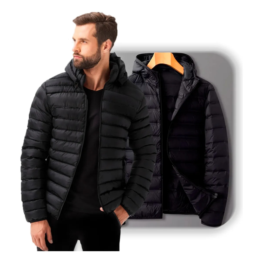 Jaqueta Puffer Bobojaco Corta Vento Nylon Inverno Frio Reforçada Capuz Removivel