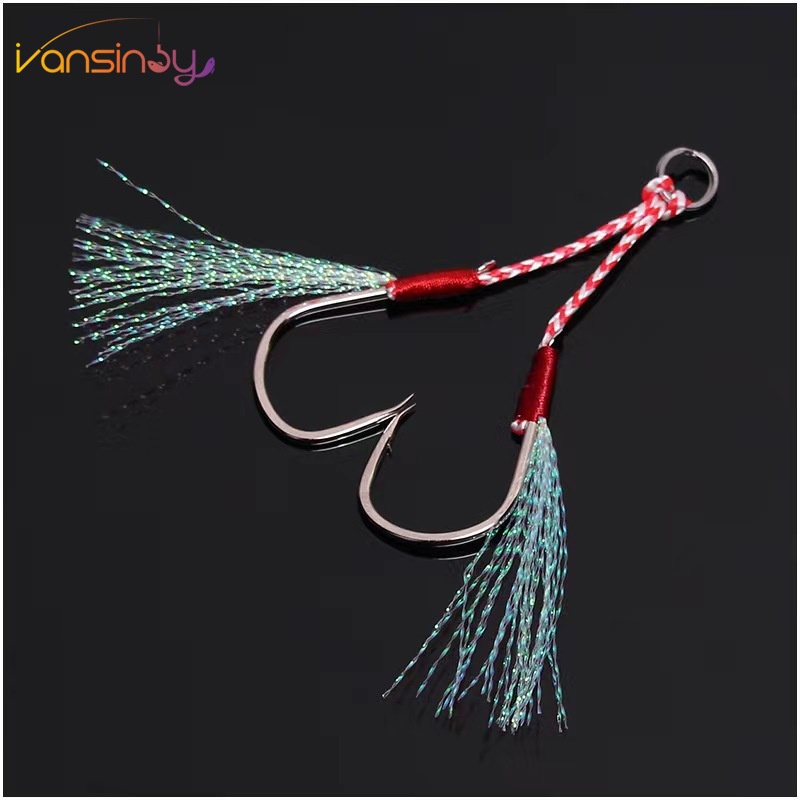 1pcs Anzóis Auxiliares De Pesca De Anzol Simples Duplos Lento Par Rápido