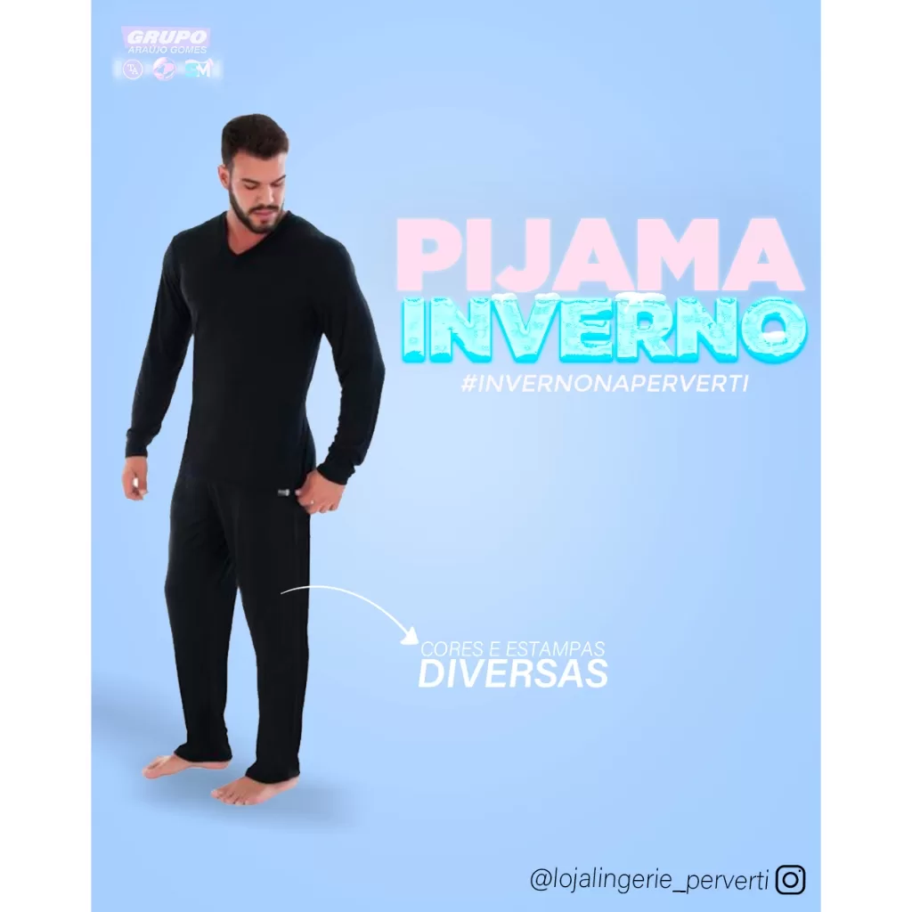 (Aprovado) Pijama Preto Plus Size Masculino Comprido Inverno Frio Presente para Marido Pai Esposo