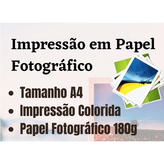 Impressão folha, papel foto 180 gramas a4, sua ar