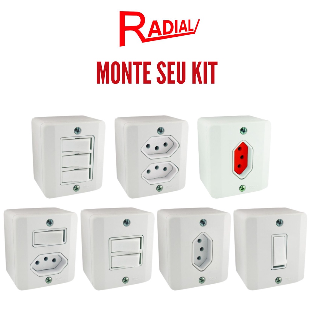 Tomada e Interruptores – Sistema X – 10A ou 20A Sobrepor Externa Radial