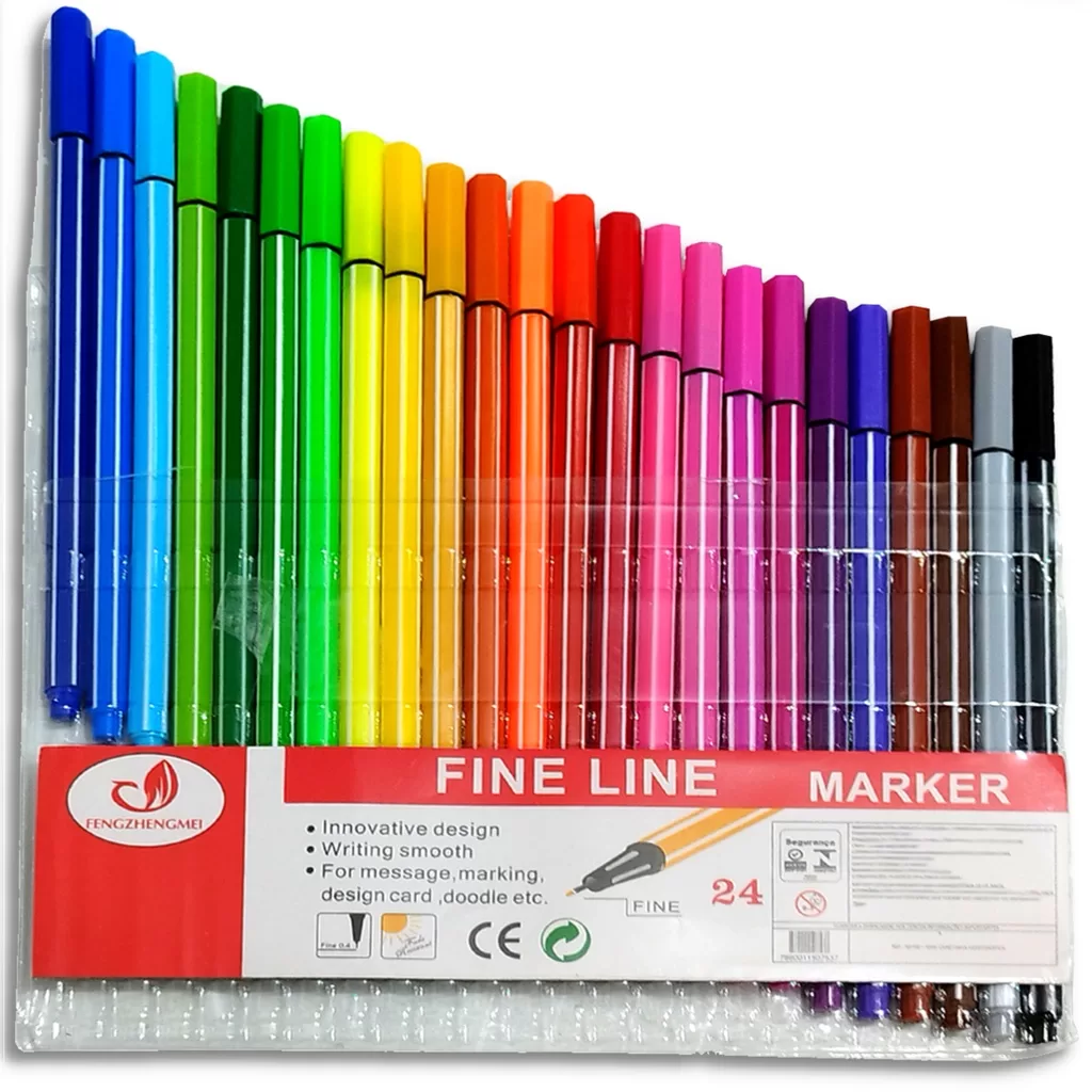 24 Canetinhas Coloridas Ponta Fina 0.4mm Texto Desenho Fine Line