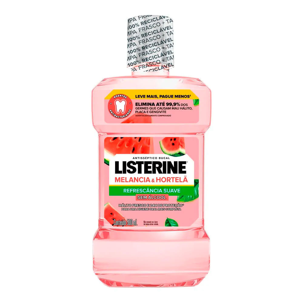 Enxaguante Bucal Listerine Melancia E Hortelã Zero Álcool 500ml