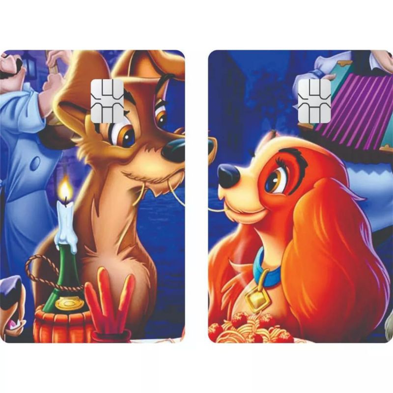 kit adesivo de cartão crédito débito dama e o vag@bundo macarrão cachorro fofo cão dog