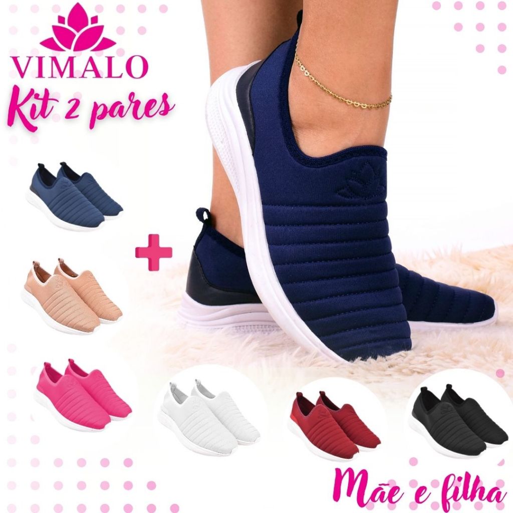 Kit 2 pares : Tênis Jogging Feminino  VL02 MARINHO +  VL ADICIONAL