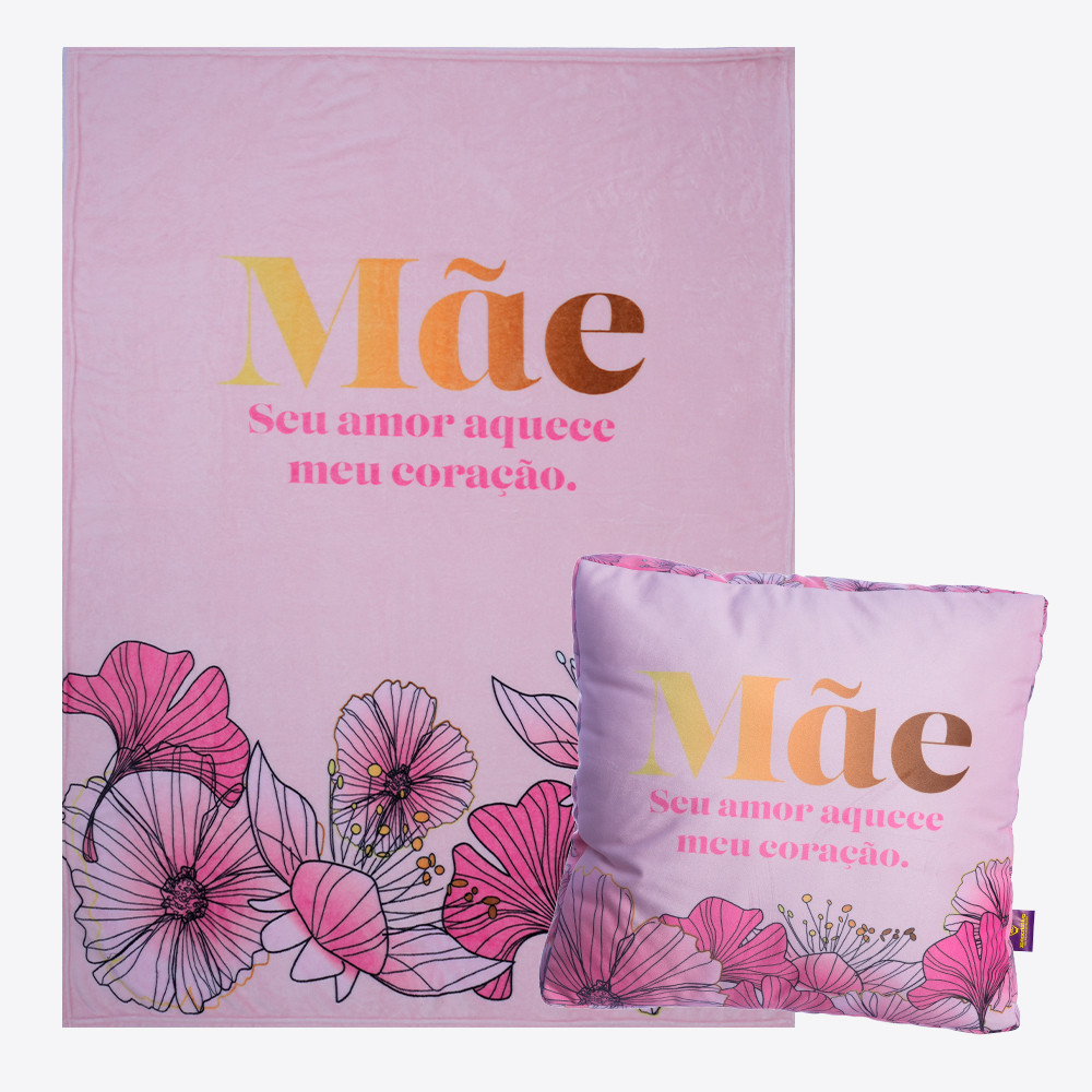 Kit Almofada Com Manta Mãe Floral – ZonaCriativa