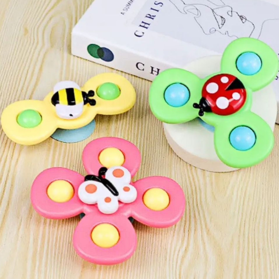 Brinquedo Spinner Abelhinha Sensorial Giratório Infantil Para Bebês Banho Ventosa