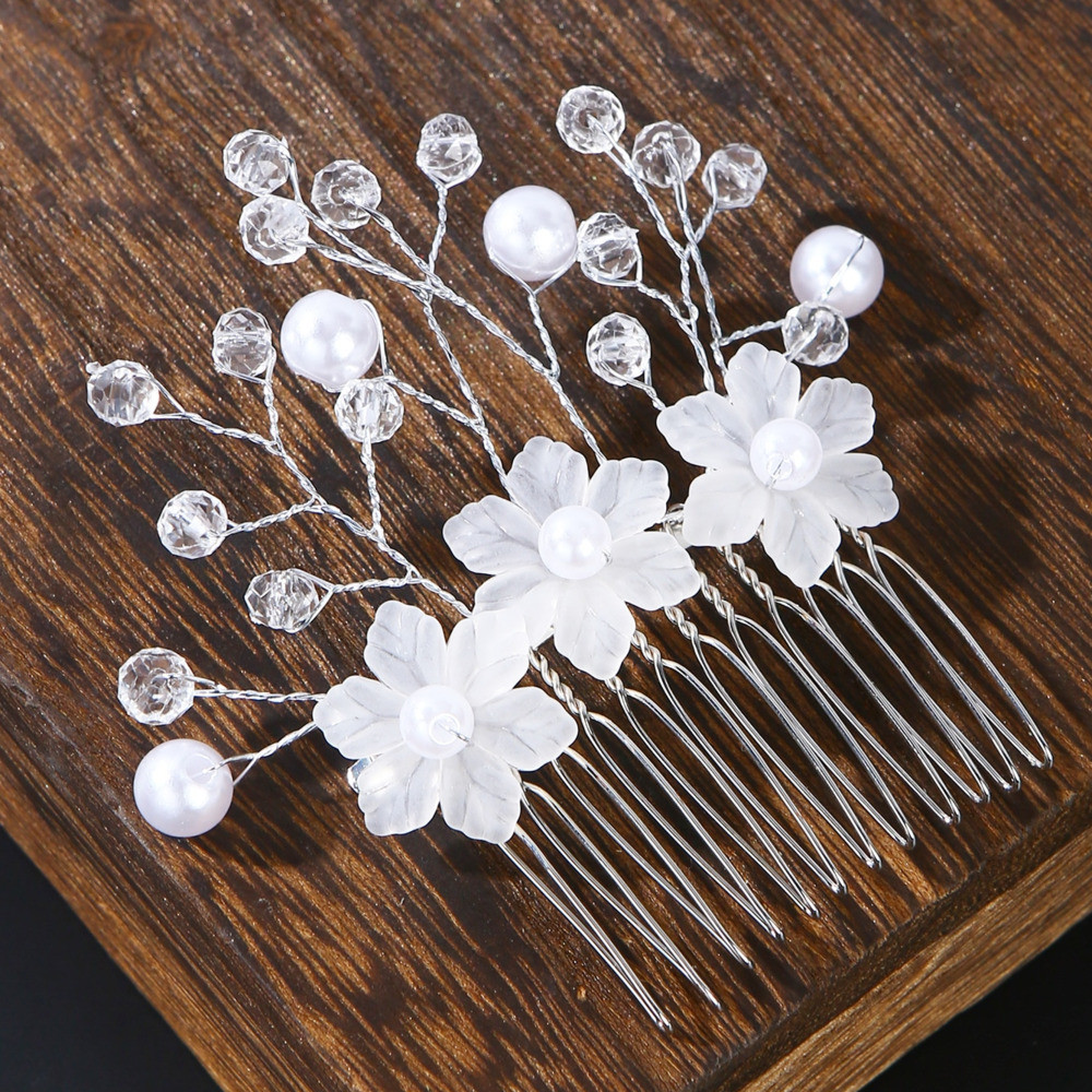 Pente de Cabelo de Casamento Para Noiva Com Pérolas Sintéticas e Strass – Acessório de Cristal Para