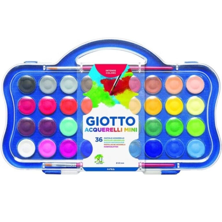 Aquarela Giotto Pastilha 36 Cores 23mm 2 Pincéis 