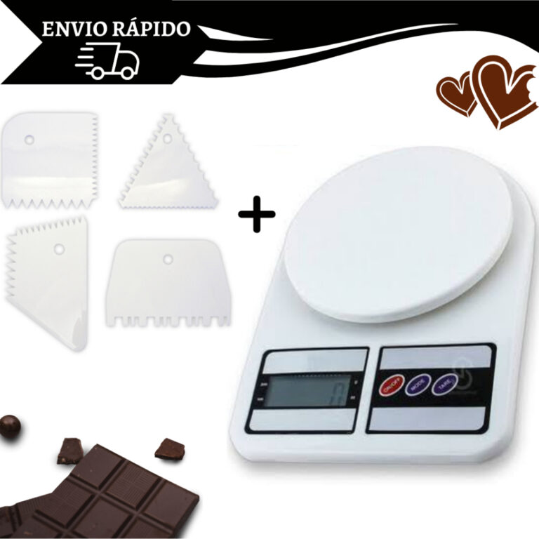 Kit confeiteiro Balança Digital e 4 Raspador Plas