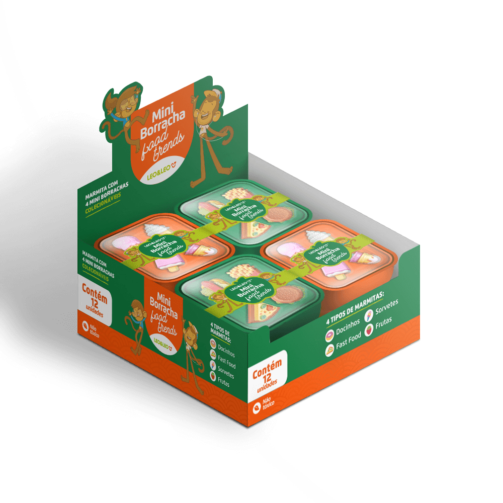 KIT COM 4 MINI BORRACHAS FOOD TRENDS MARMITINHAS / LEOELEO / PAPELARIA FOFA KAWAII / ESCOLAR