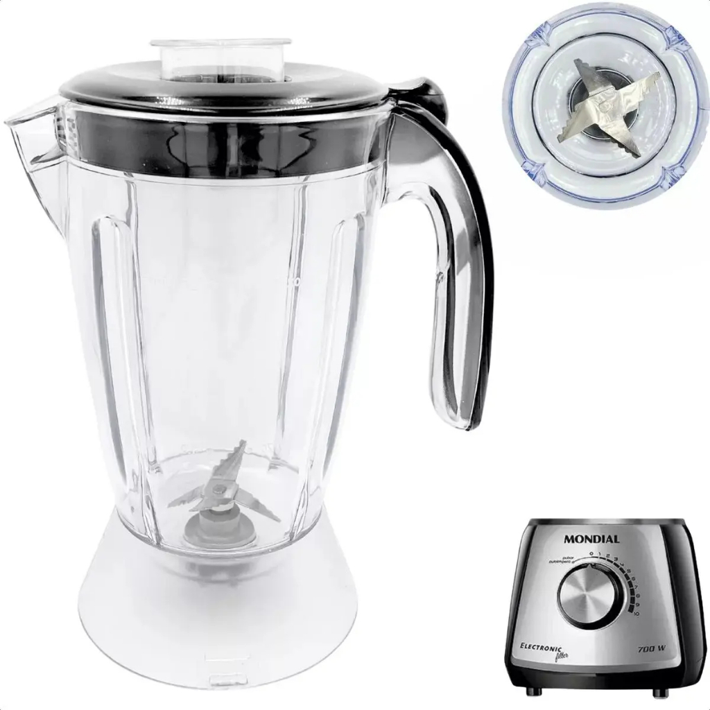 Copo Liquidificador Compatível com Mondial Eletronic Filter Inox L-66 Preto