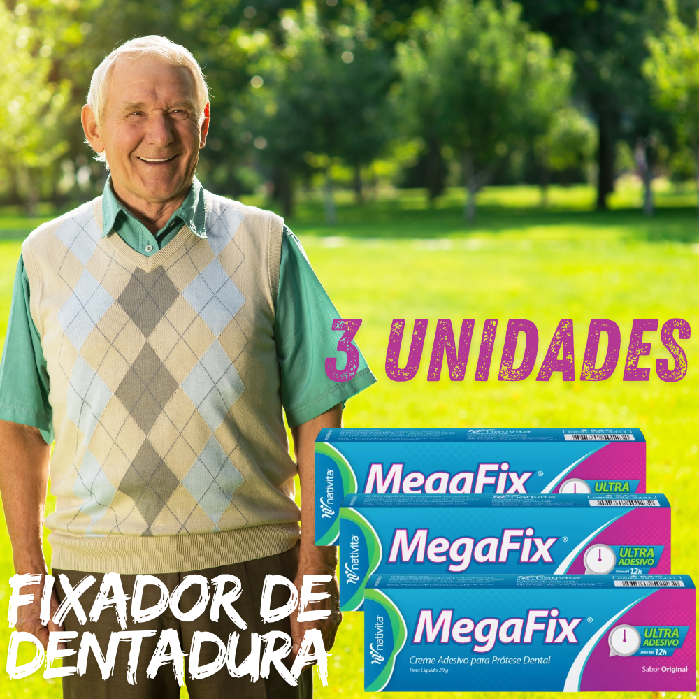 Creme Adesivo Para Dentadura Megafix 20g | Original Tipo Corega | Fixação Segura e Confortável