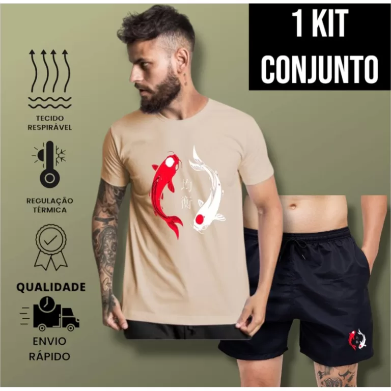 1 Kit Conjunto Camiseta Short Curto Bermuda Leve B