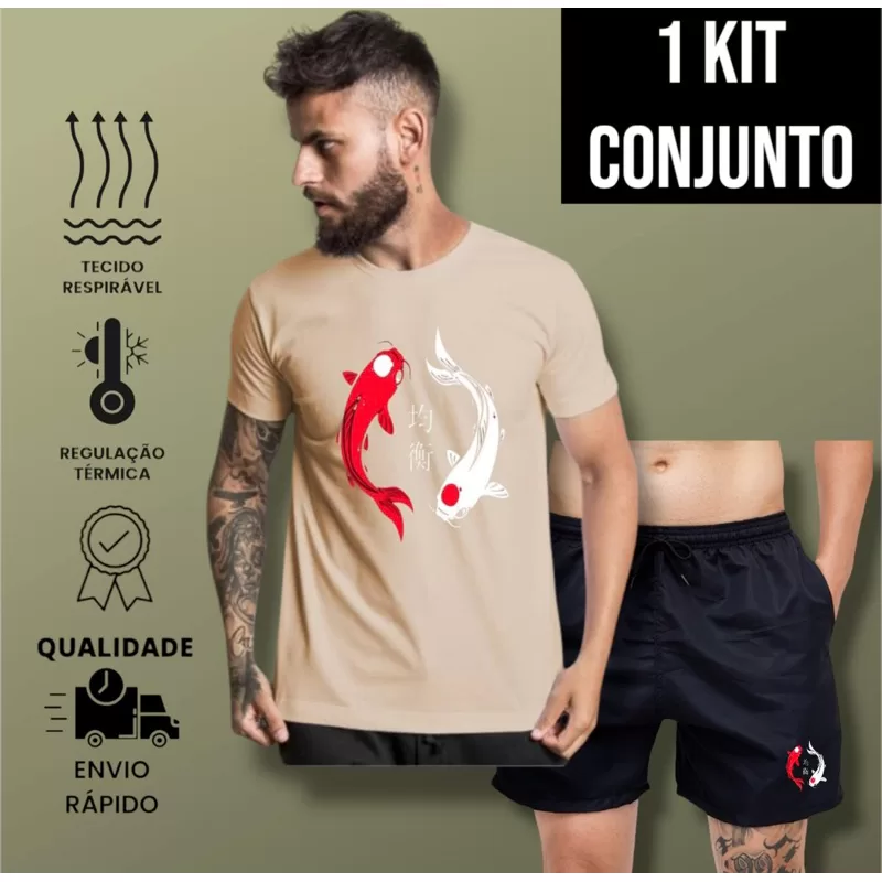 1 Kit Conjunto Camiseta Short Curto Bermuda Leve Blusa Camisa Mauricinho Algodão Promoção