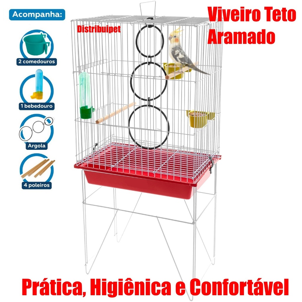 Gaiola Viveiro Calopsita Agapornis Completa Com Acessórios
