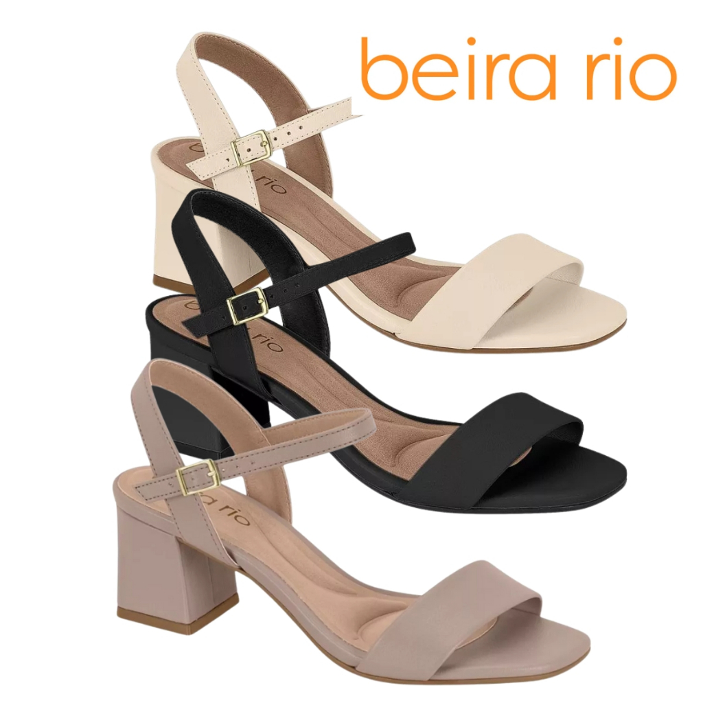 Sandalia Bloco Feminina Beira Rio Salto Médio Casual Confortavel