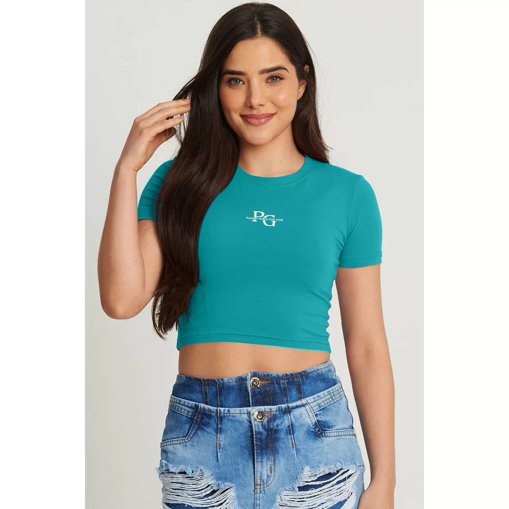 Cropped Feminino Logo Mini Planet Girls Verde
