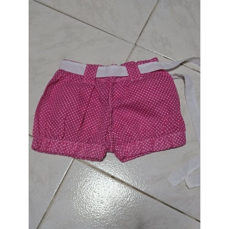 short infantil rosa bolinhas tam 1.2 anos