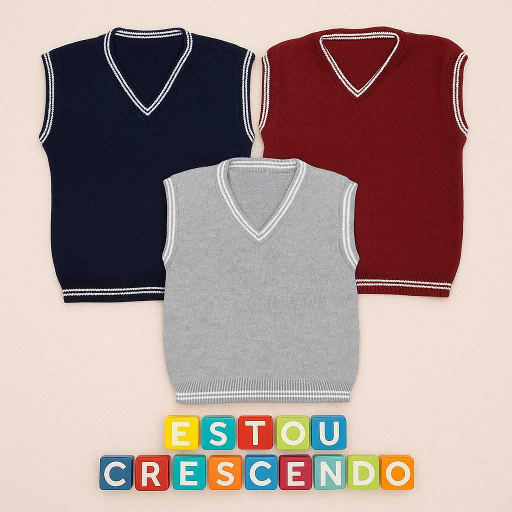 Colete Infantil Gola V  Estiloso, Quentinho e Confortável para Meninos e Meninas – Colete Estilo Sue
