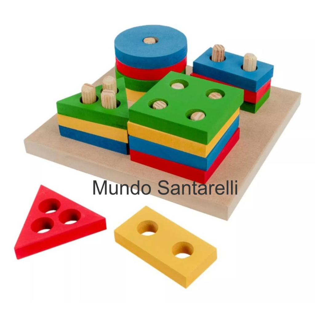 Brinquedo Pedagógico Prancha Seleção MDF Infantil Encaixe Formas Geométricas Educativo
