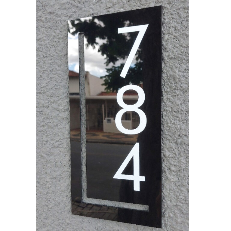 Placa Acrílico Preto Número de Casa Premium Bril