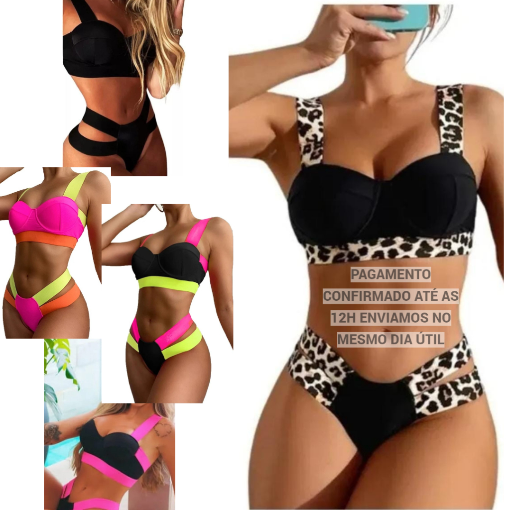 Biquini com bojo Neon de Moda Praia Roupas Femininas Neon Super Luxo Lindíssima PROMOÇÂO
